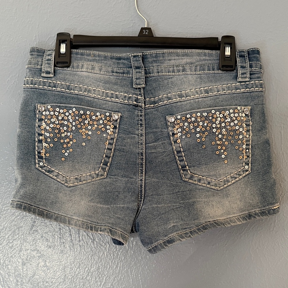 Denim Sequin Bling Shorts by Elite